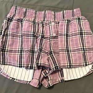 Lux Juniors Plaid Pajama Shorts in Lavender and Black